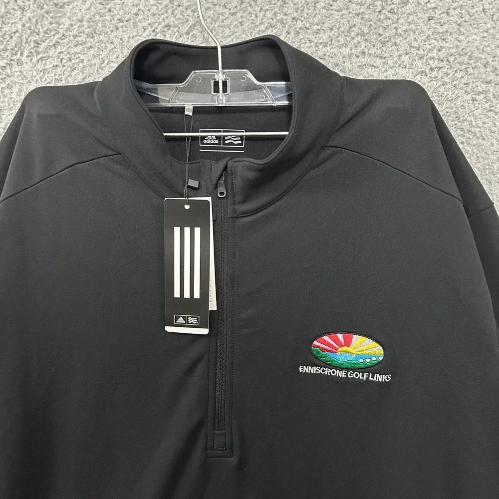 Adidas Shirt Mens Extra Large Black Golf Pullover Quarter Zip Stretch Sweatshirt